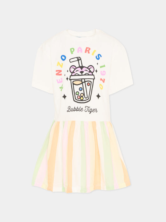 Vestito multicolor Bubble Tiger per bambina,Kenzo Kids,K61782 S51
