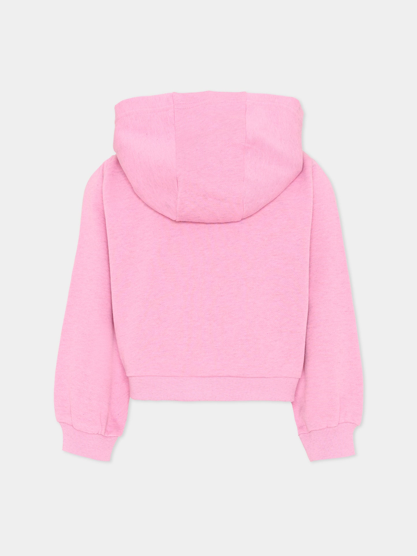 Felpa rosa melange per bambina con logo,Kenzo Kids,K61788 47F