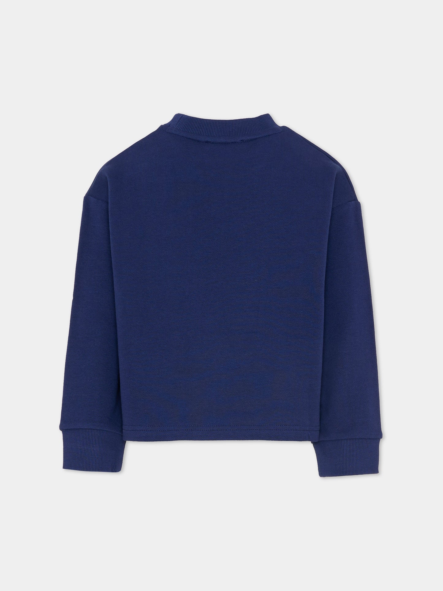 Felpa blu per bambina con papavero,Kenzo Kids,K61801 84N