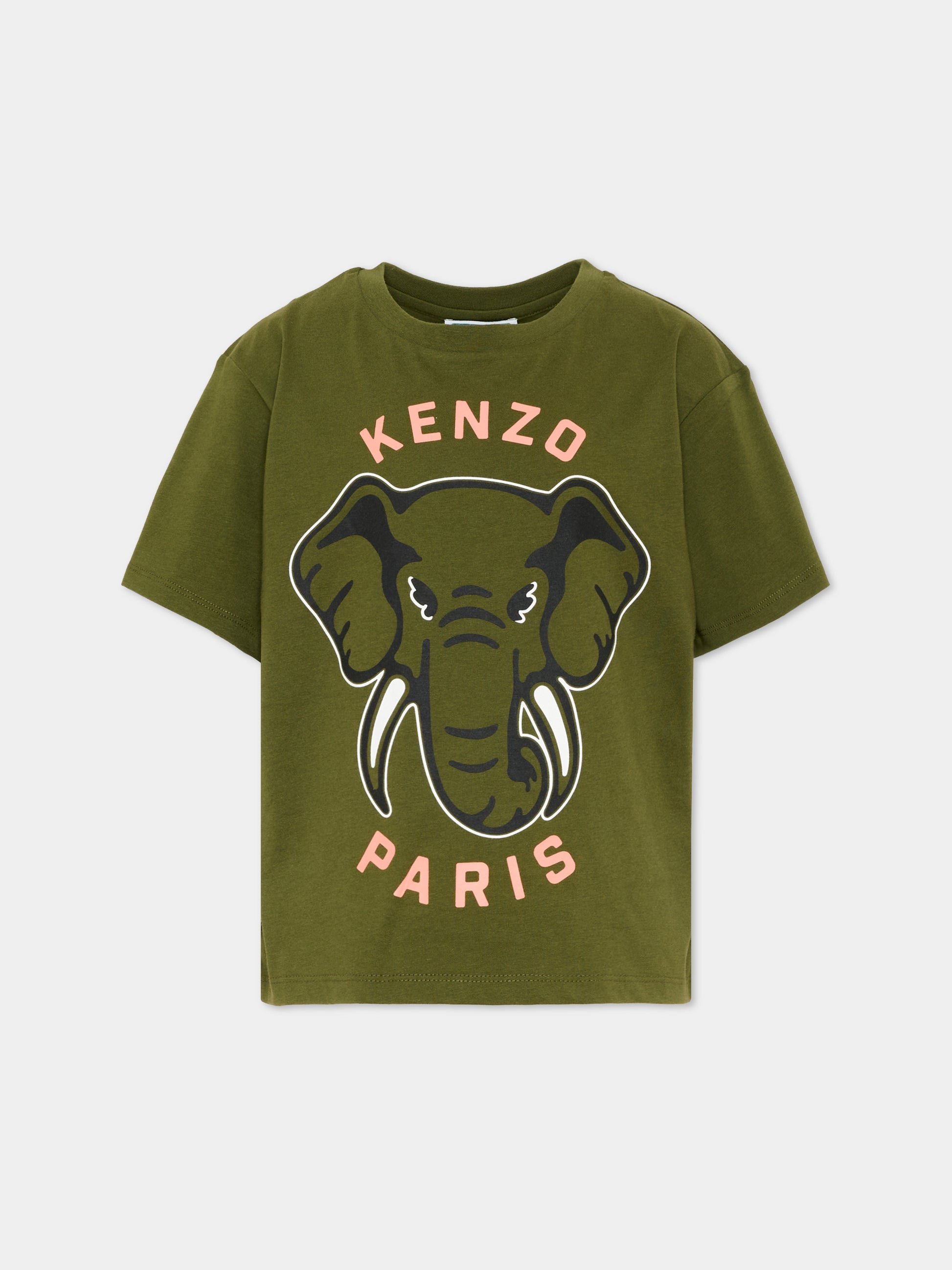 T-Shirt verde con elefante Kenzo per bambina,Kenzo Kids,K61803 64B