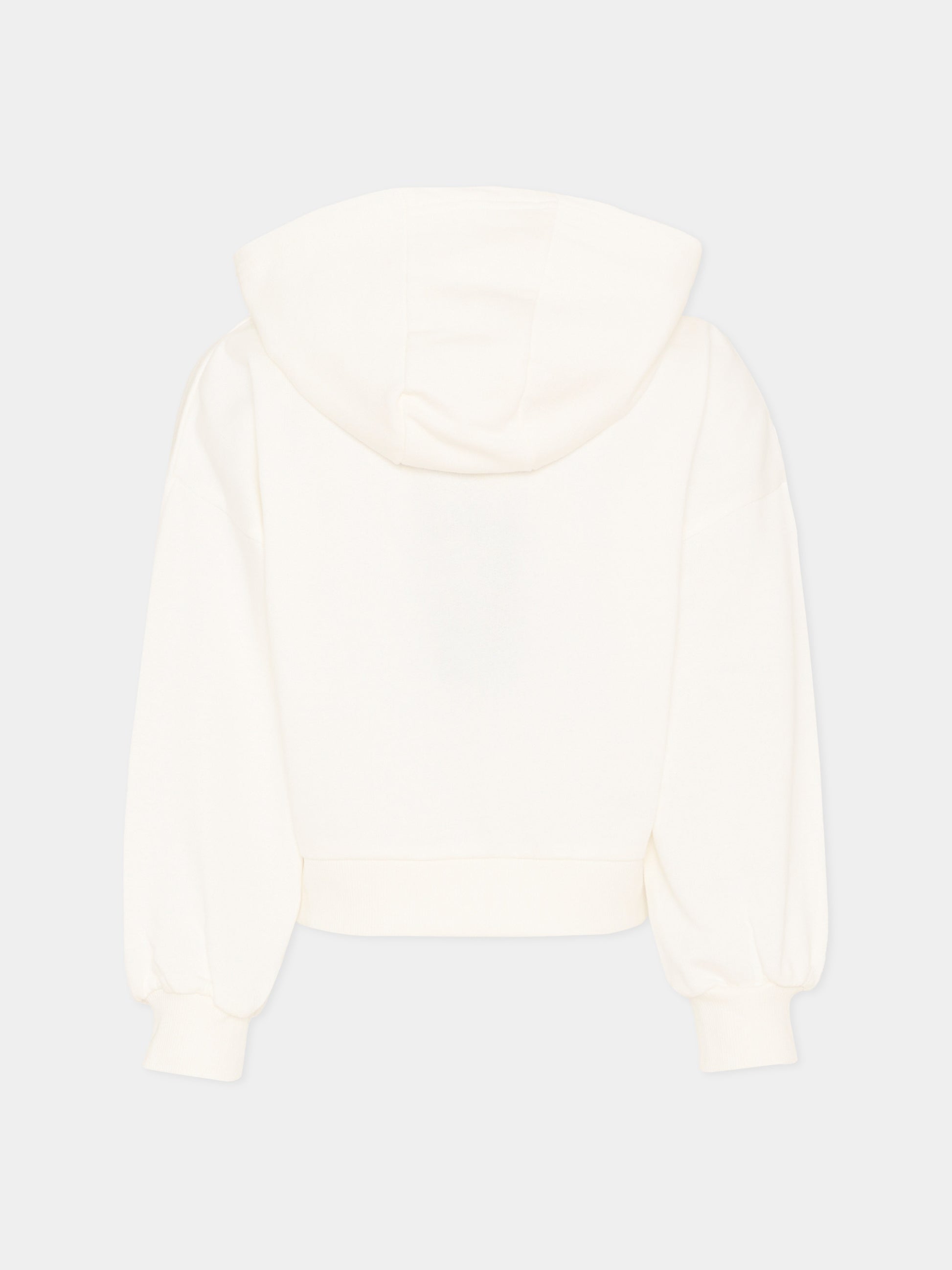 Felpa bianca crop per bambina con papavero,Kenzo Kids,K61805 117