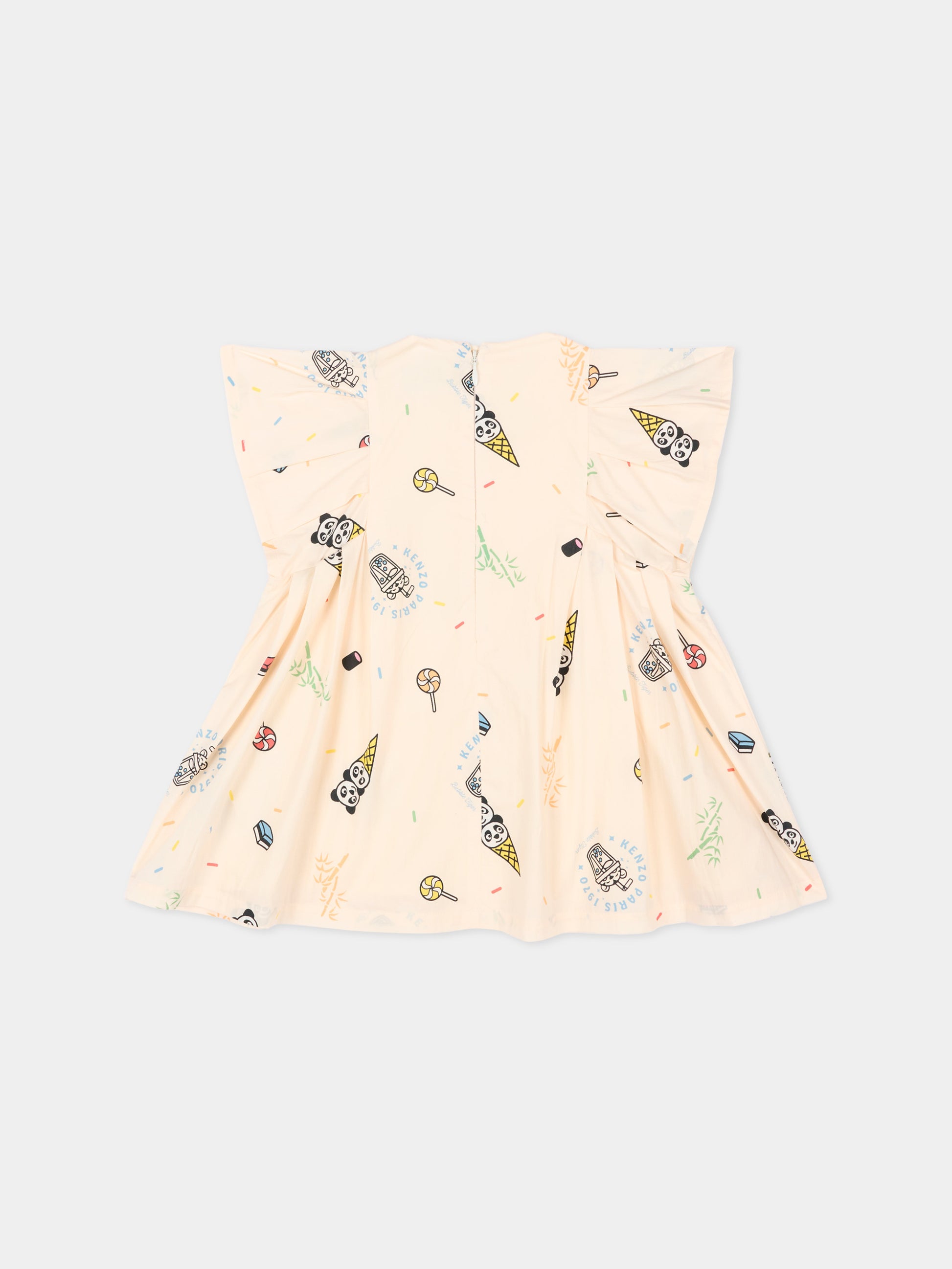 Vestito rosa per neonata con stampa gelati,Kenzo Kids,K61817 208