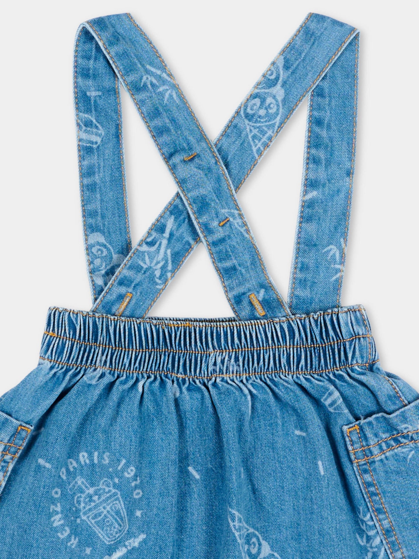 Gonna denim per neonata con bretelle,Kenzo Kids,K61822 Z45