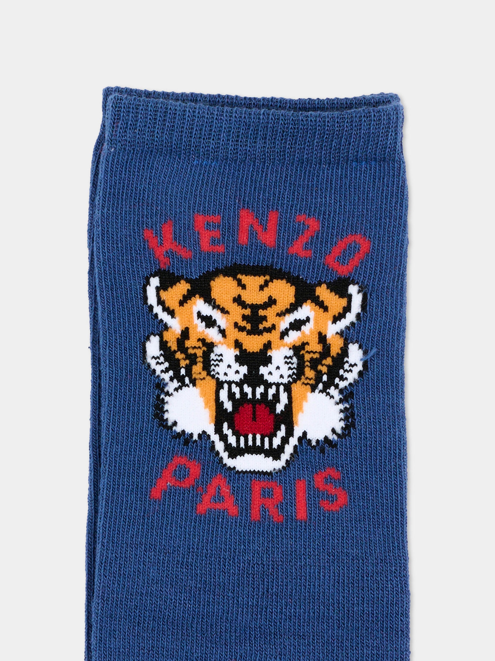 Calza blu per bambini con logo Tiger,Kenzo Kids,K61835 84N