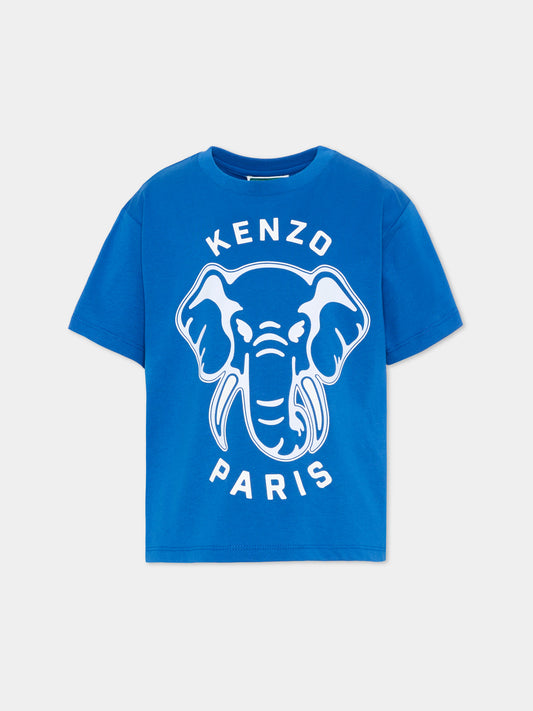 T-shirt blu Kenzo Kids con elefante,Kenzo Kids,K61869 871