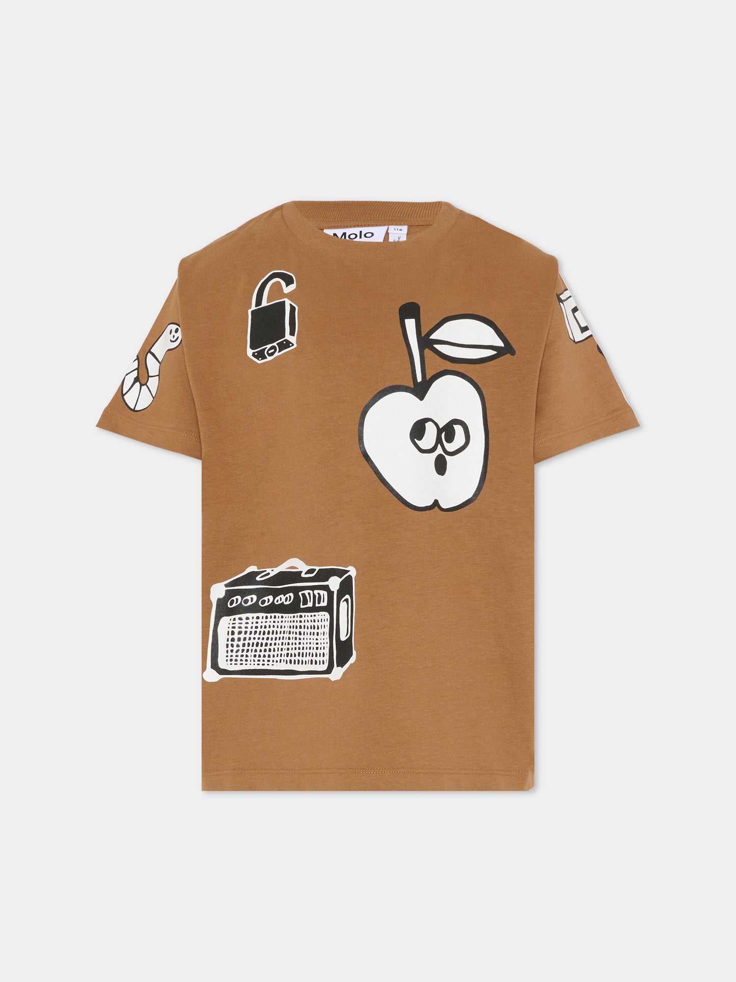 T-shirt Rodney marrone per bambino con stampa mela,Molo,1S26A212 5635