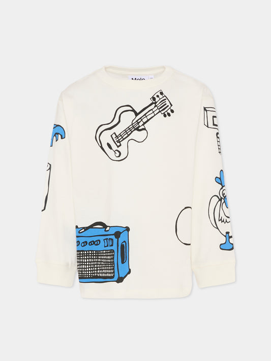 T-shirt Rube avorio per bambino con stampa chitarra,Molo,1S26A409 5632