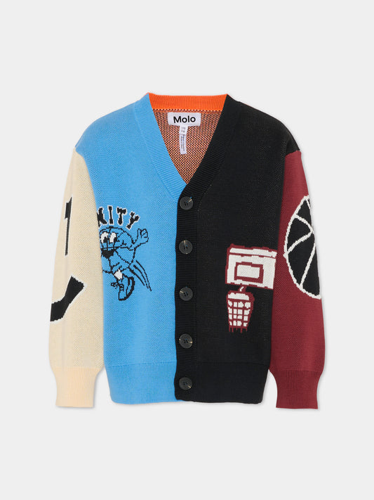 Cardigan Burt multicolor per bambino con motivo basket,Molo,1S26K301 9864