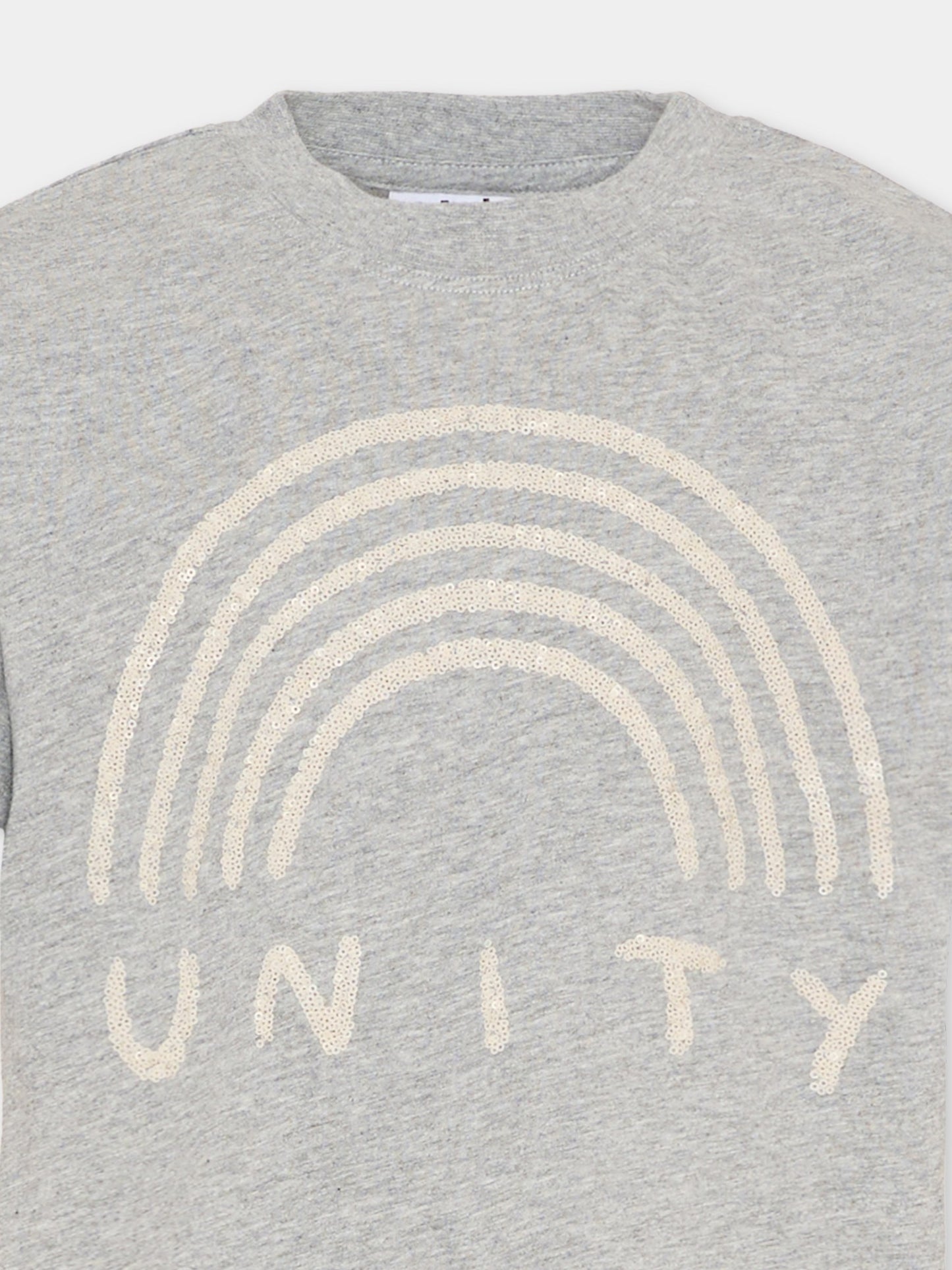 T-shirt Reinette crop grigia per bambina con arcobaleno,Molo,2S26A210 1046