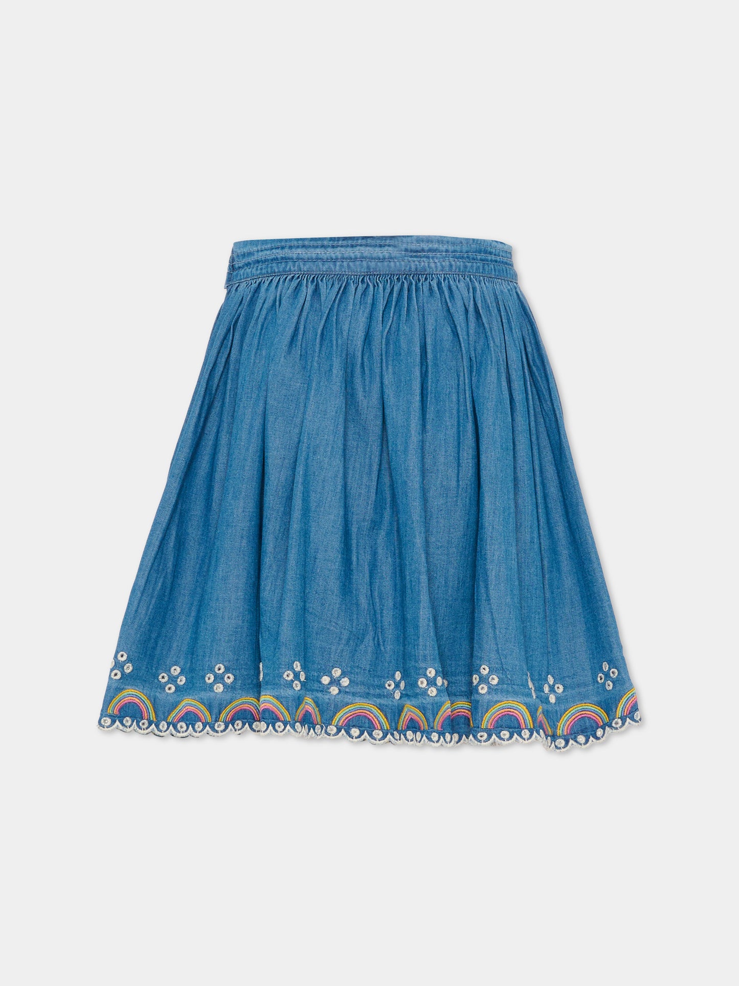 Gonna Bernie denim per bambina con arcobaleno ricamato,Molo,2S26D111 9844