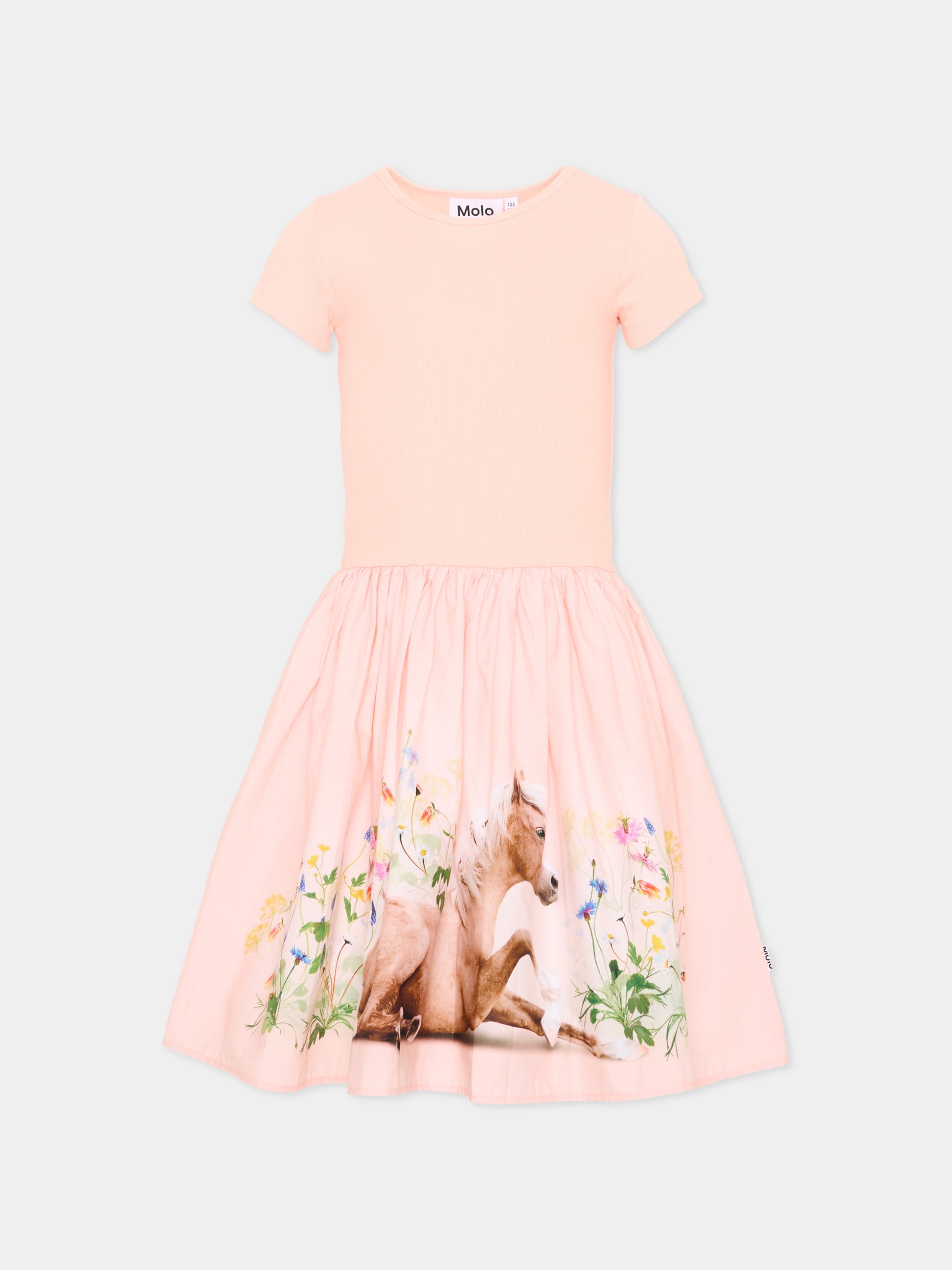 Vestito rosa per bambina con stampa floreale,Molo,2S26E102 5674