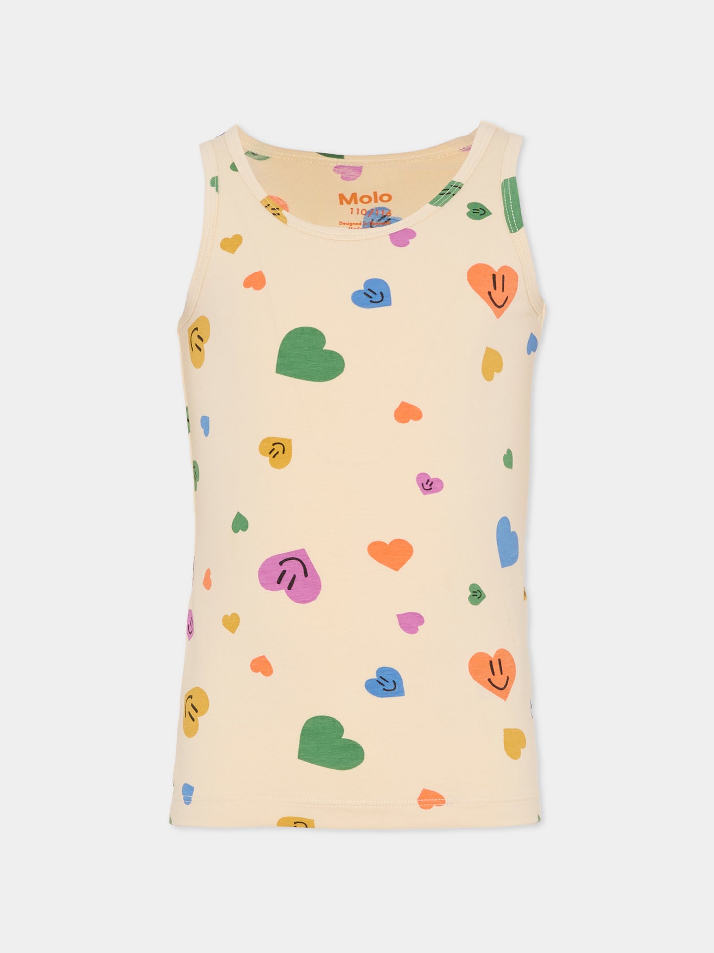 Set canottiere Jeanie beige per bambina con cuori,Molo,2S26Q801 9499