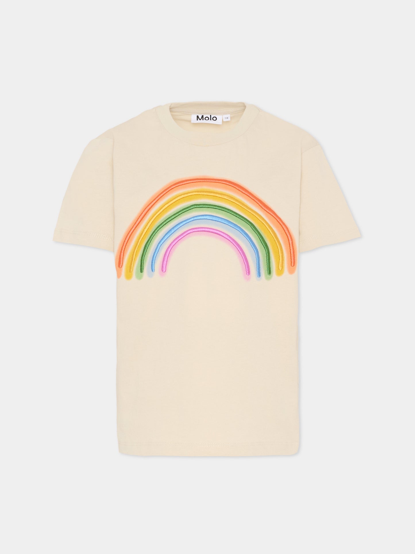 T-shirt Riley beige per bambini con arcobaleno,Molo,6S26A207 9821