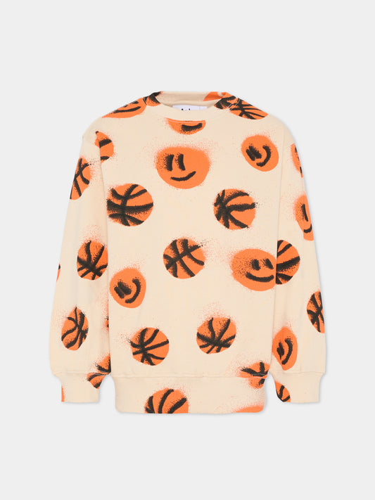 Felpa Monti beige per bambino con palla da basket,Molo,6S26J205 9544