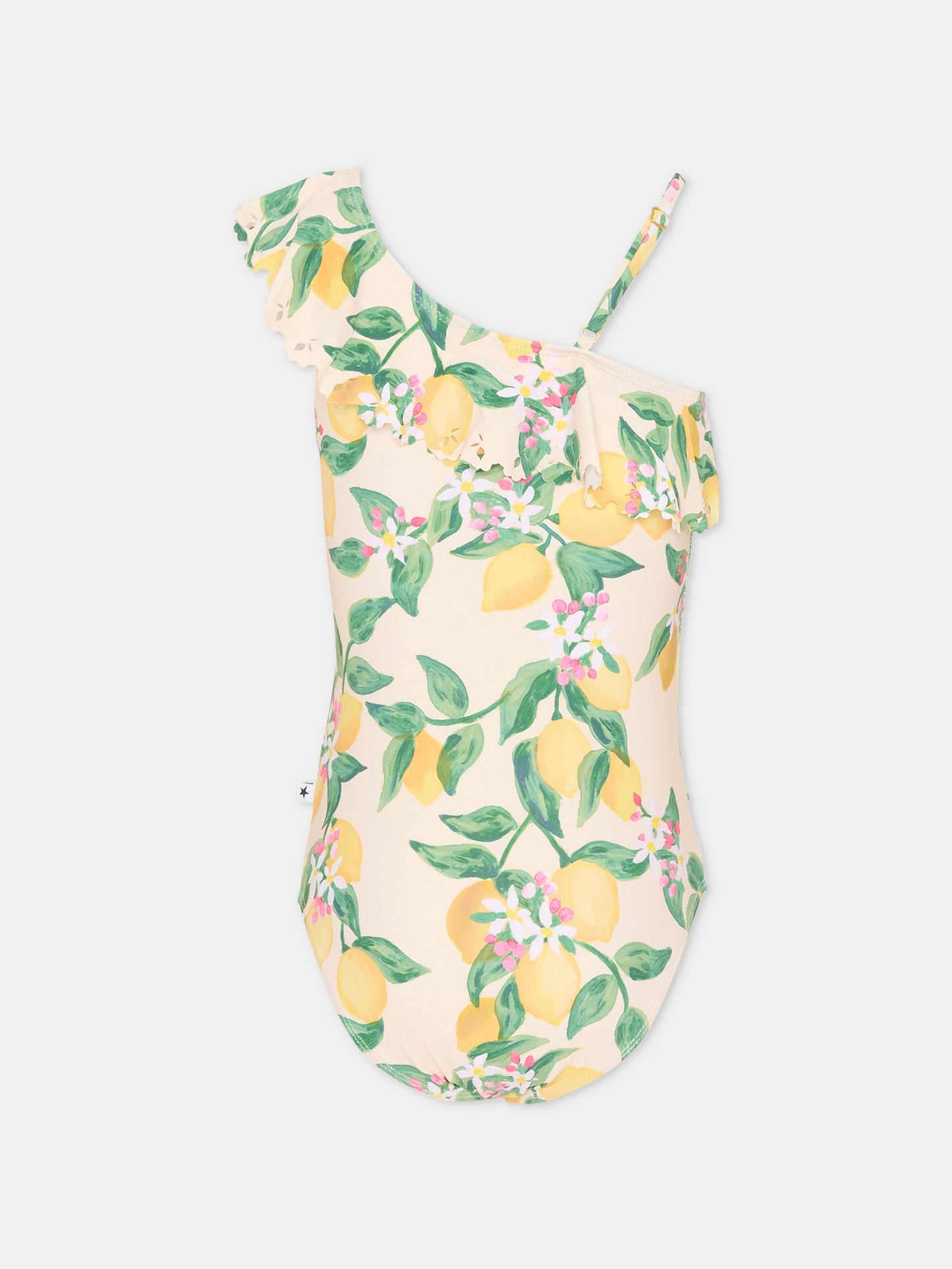 Costume intero Net multicolor per bambina con limoni,Molo,8S26P502 9505