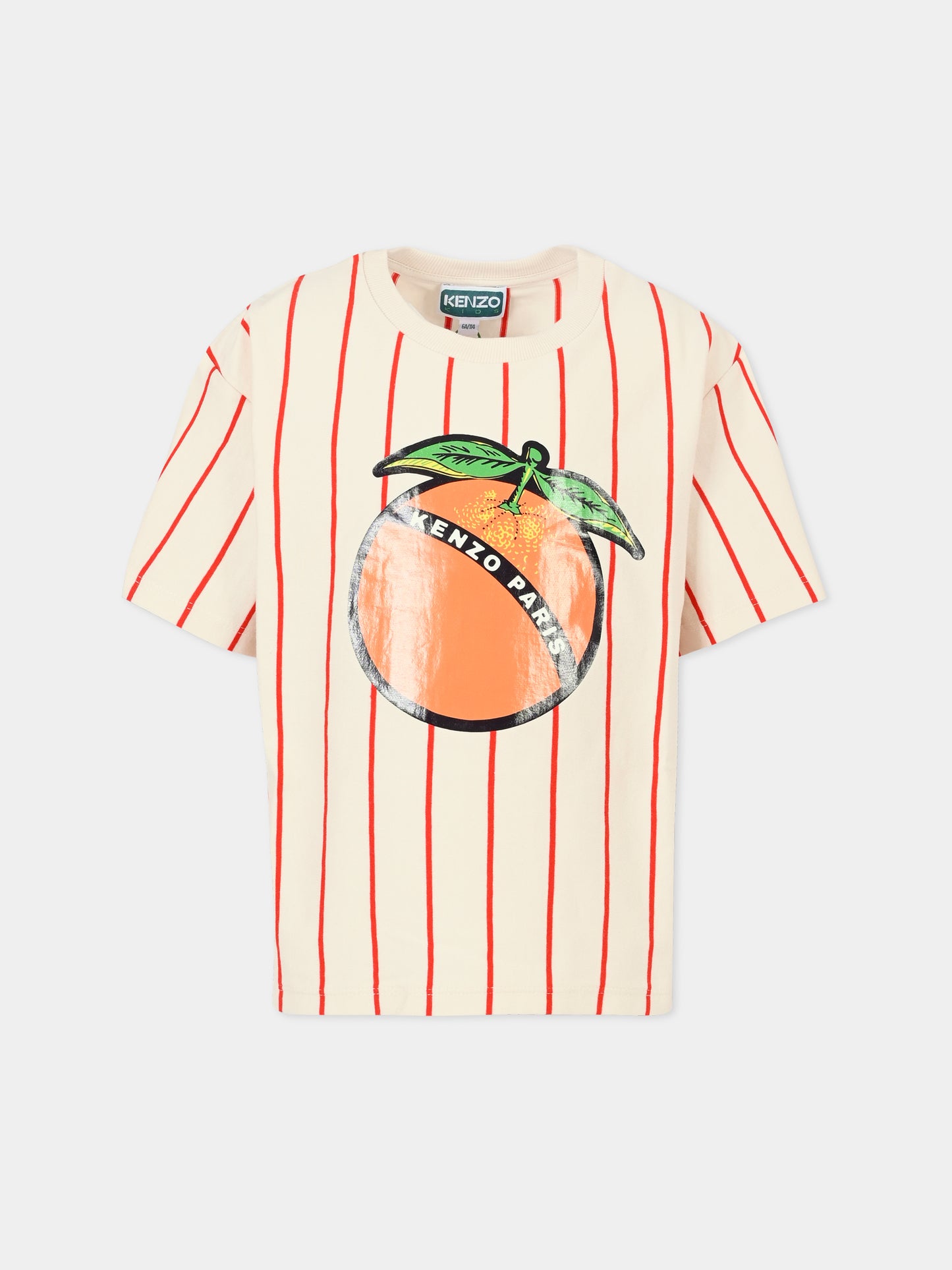 T-shirt multicolor per bambina con arancia,Kenzo Kids,K61066 21G