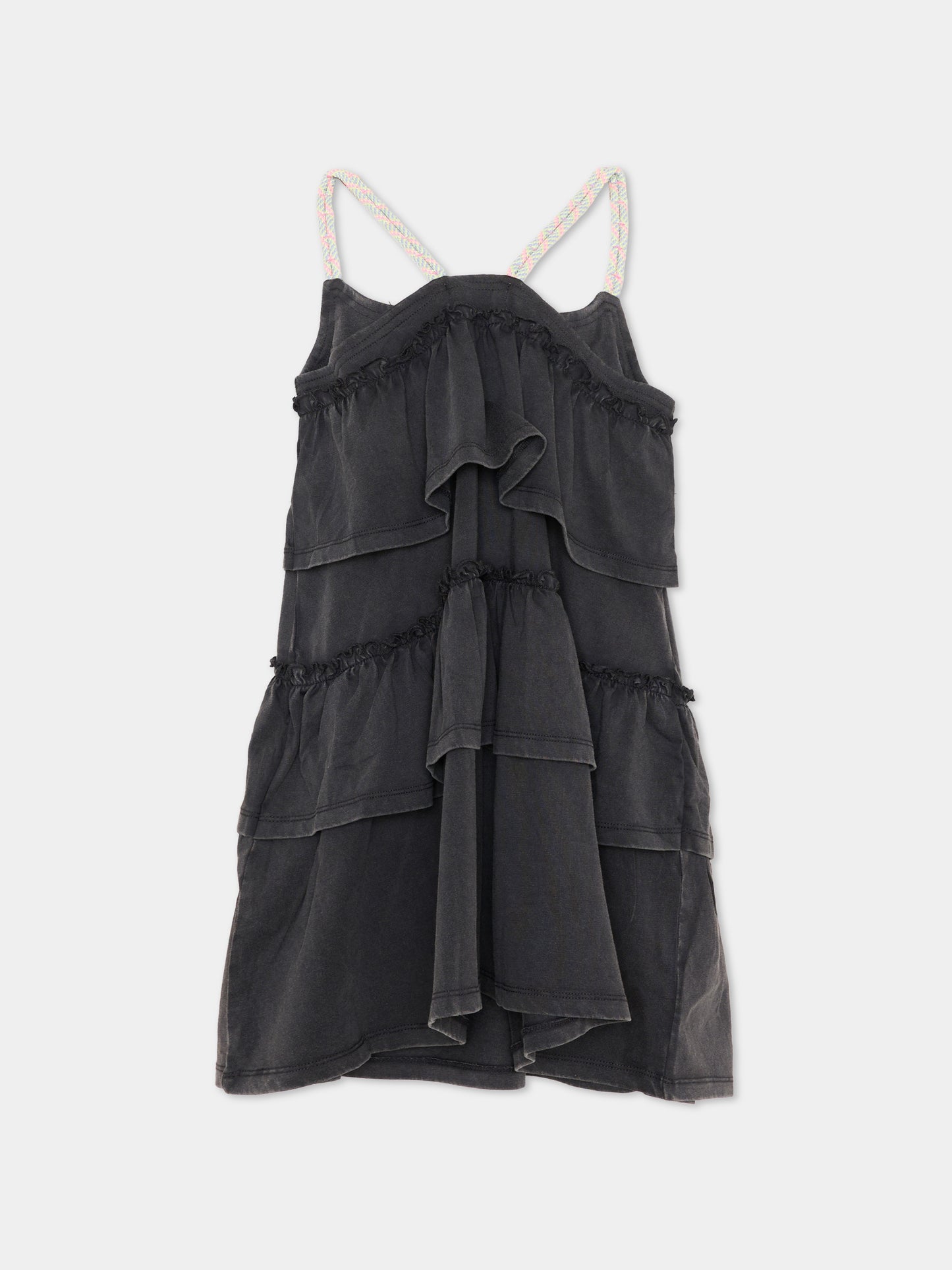 Vestito nero per bambina con balze,Billieblush,U21768 089