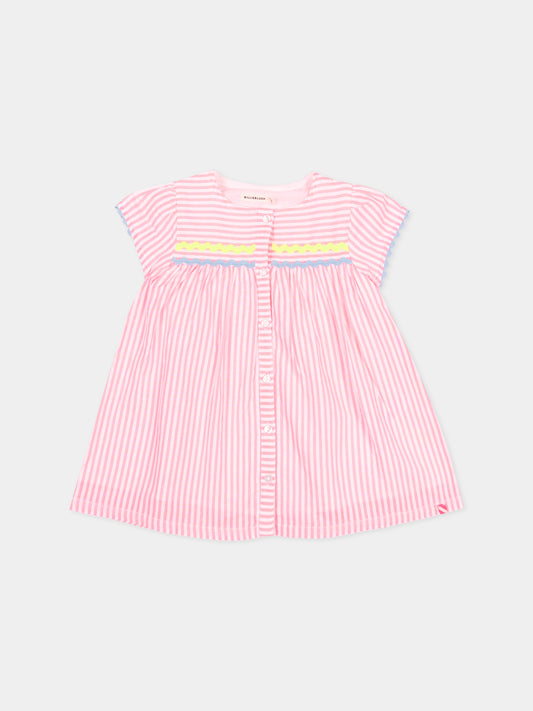 Vestito rosa a righe per neonata,Billieblush,U21810 S21