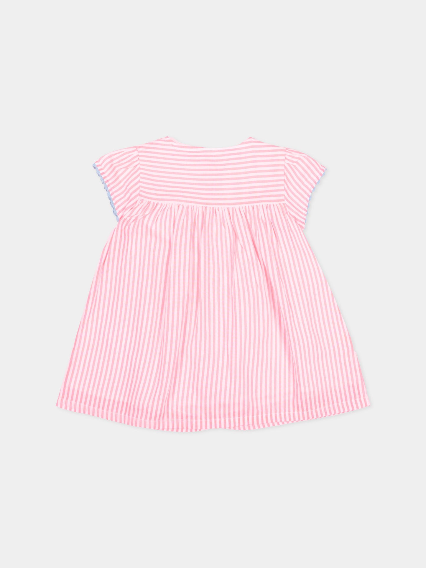 Vestito rosa a righe per neonata,Billieblush,U21810 S21