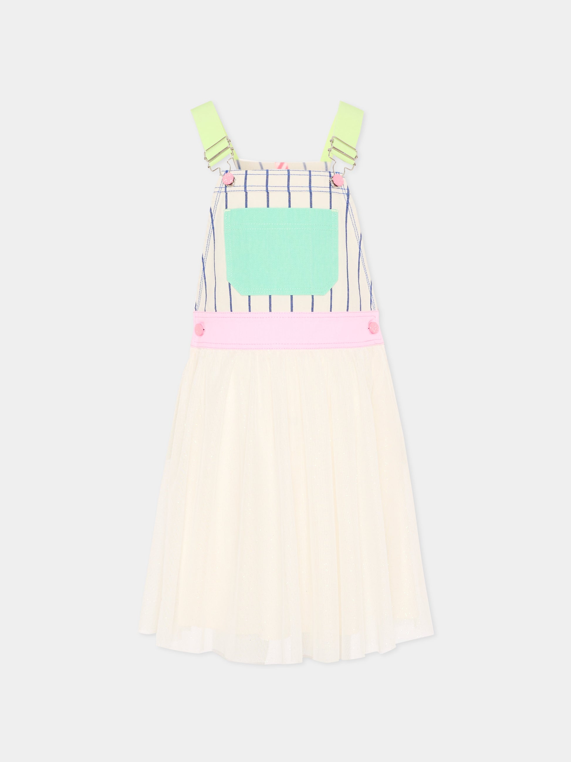 Salopette multicolor per bambina con gonna in tulle,Billieblush,U21818 N48