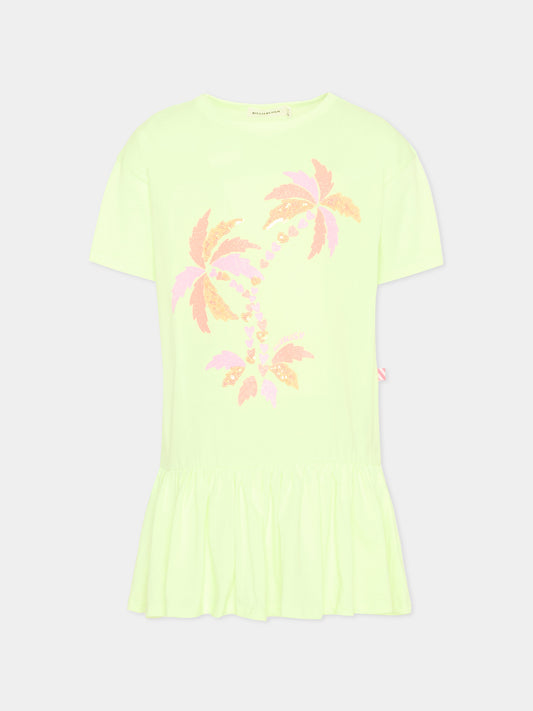Vestito giallo per bambina con palme,Billieblush,U21834 552