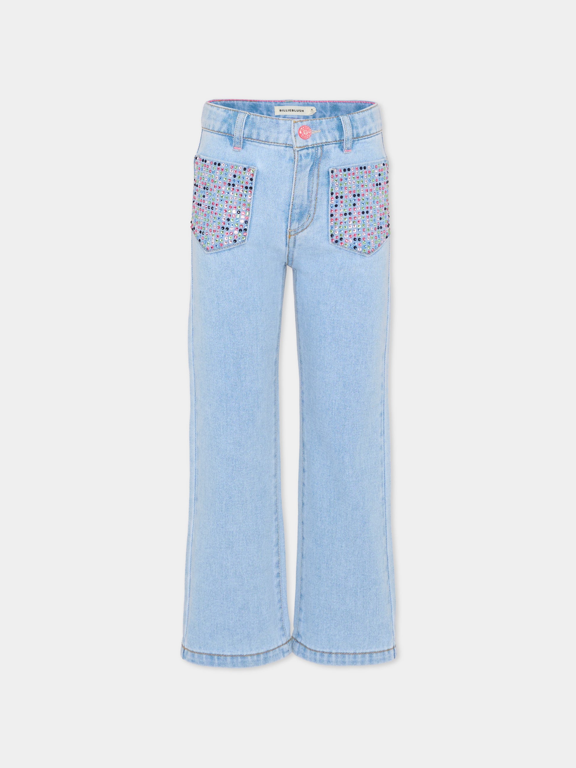 Jeans denim per bambina con strass,Billieblush,U21878 Z18