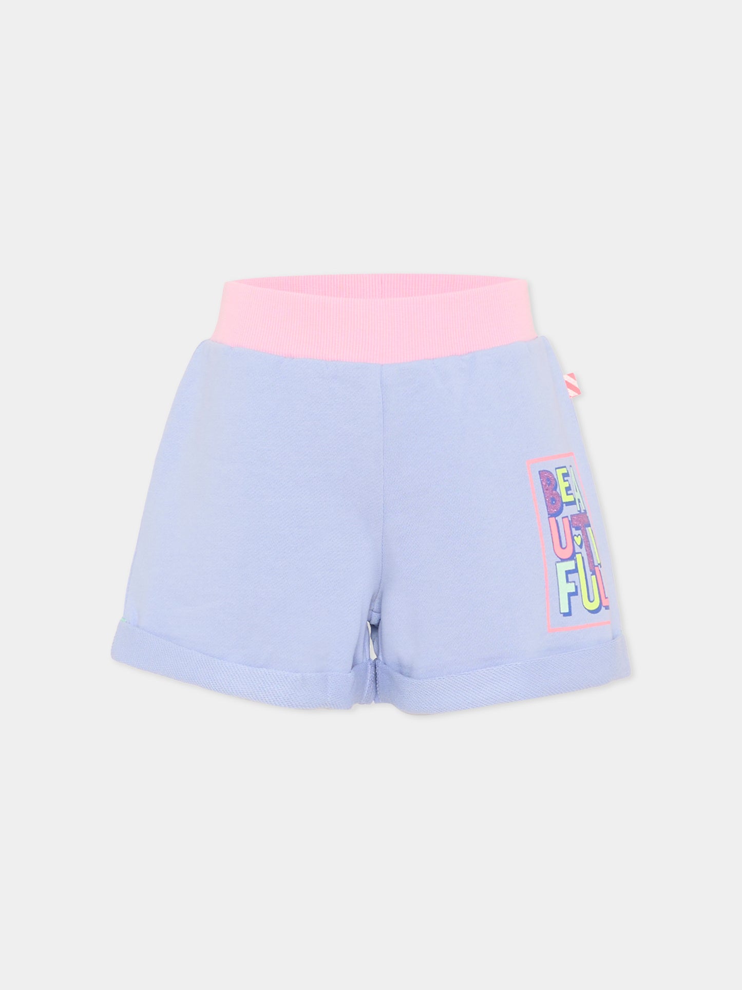 Shorts sportivi lilla per bambina logo,Billieblush,U21892 81S