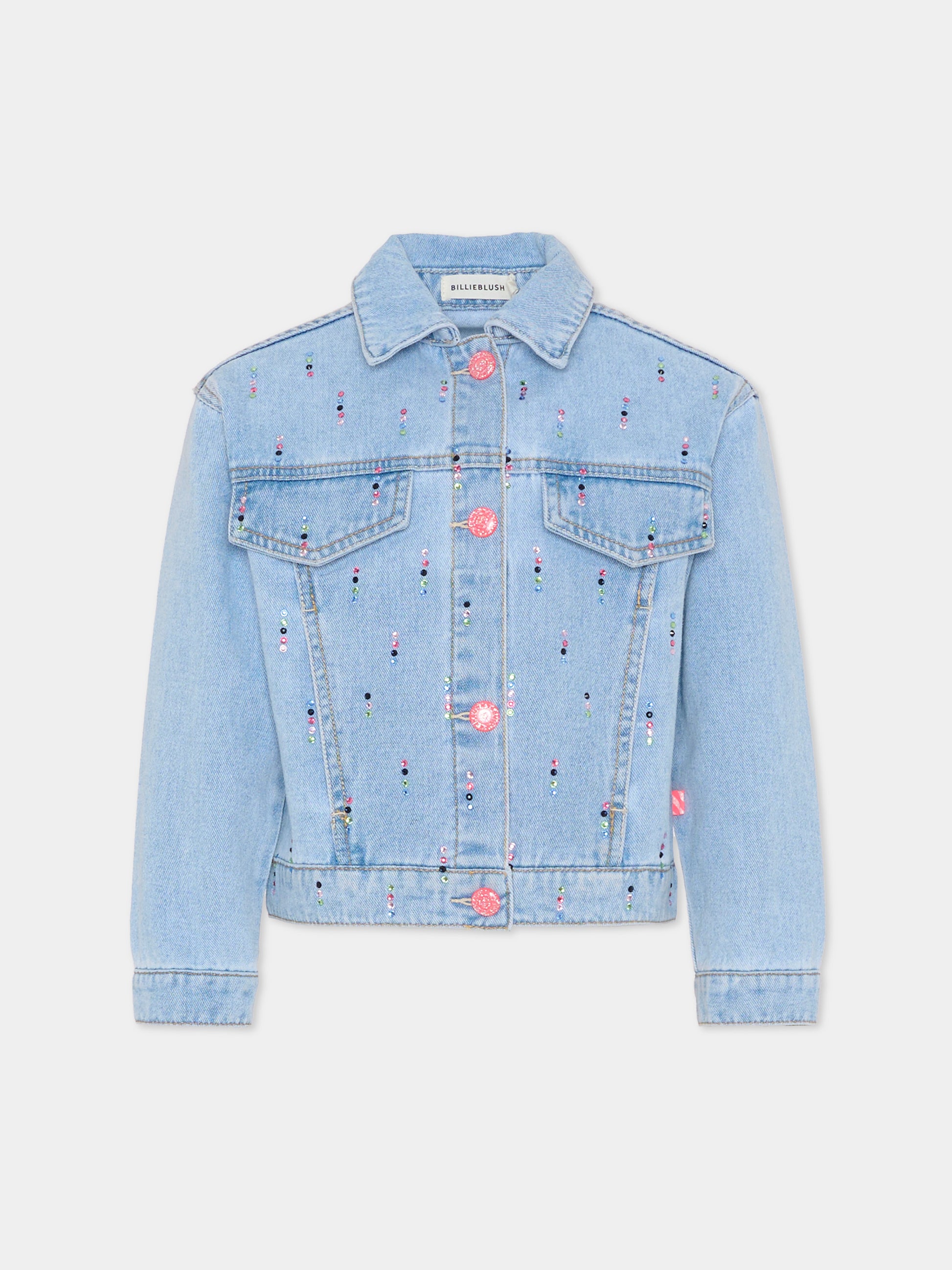 Giubbotto di jeans denim per bambina con strass,Billieblush,U21902 Z18