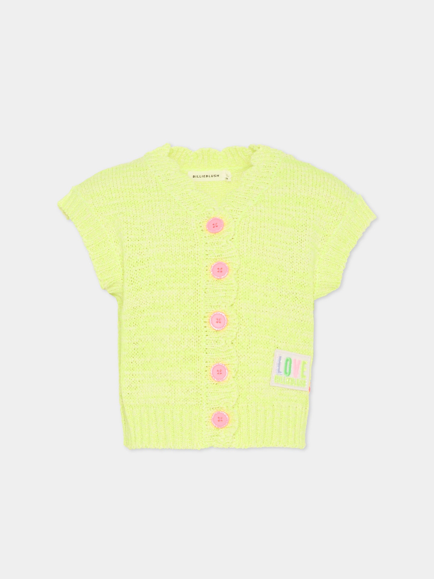 Gilet verde per bambina con logo patch,Billieblush,U21908 599