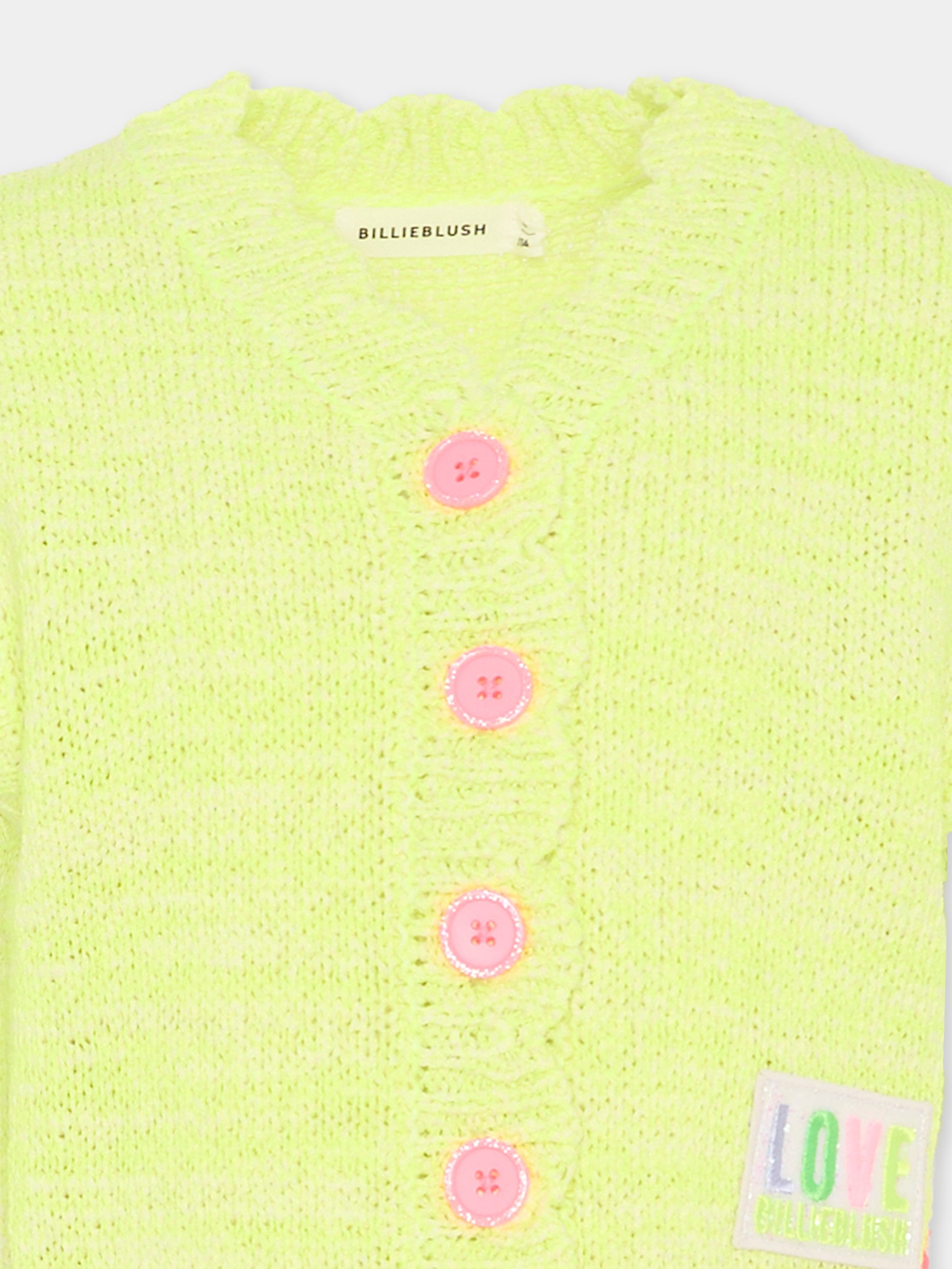 Gilet verde per bambina con logo patch,Billieblush,U21908 599
