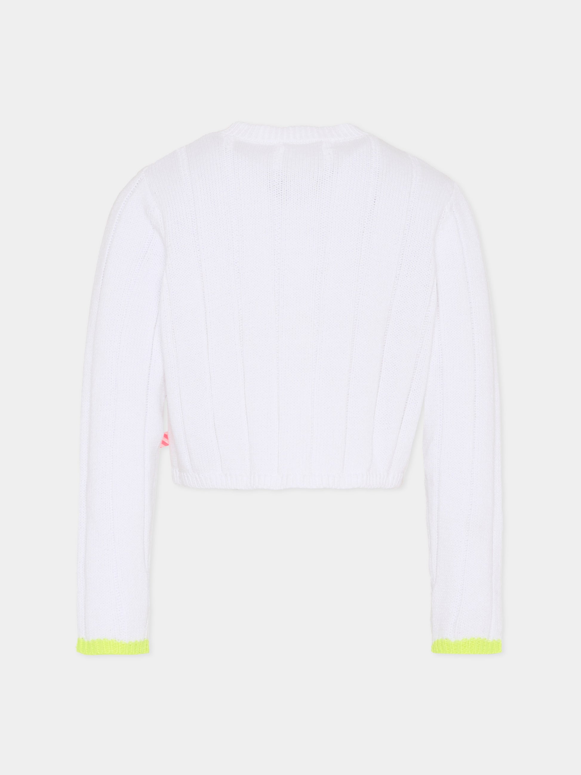 Cardigan bianco per bambina con ricami,Billieblush,U21912 10P