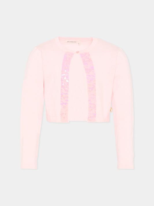 Cardigan rosa per bambina con paillettes,Billieblush,U21913 44L