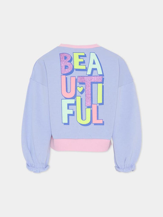 Felpa lilla per bambina con scritta,Billieblush,U21918 81S