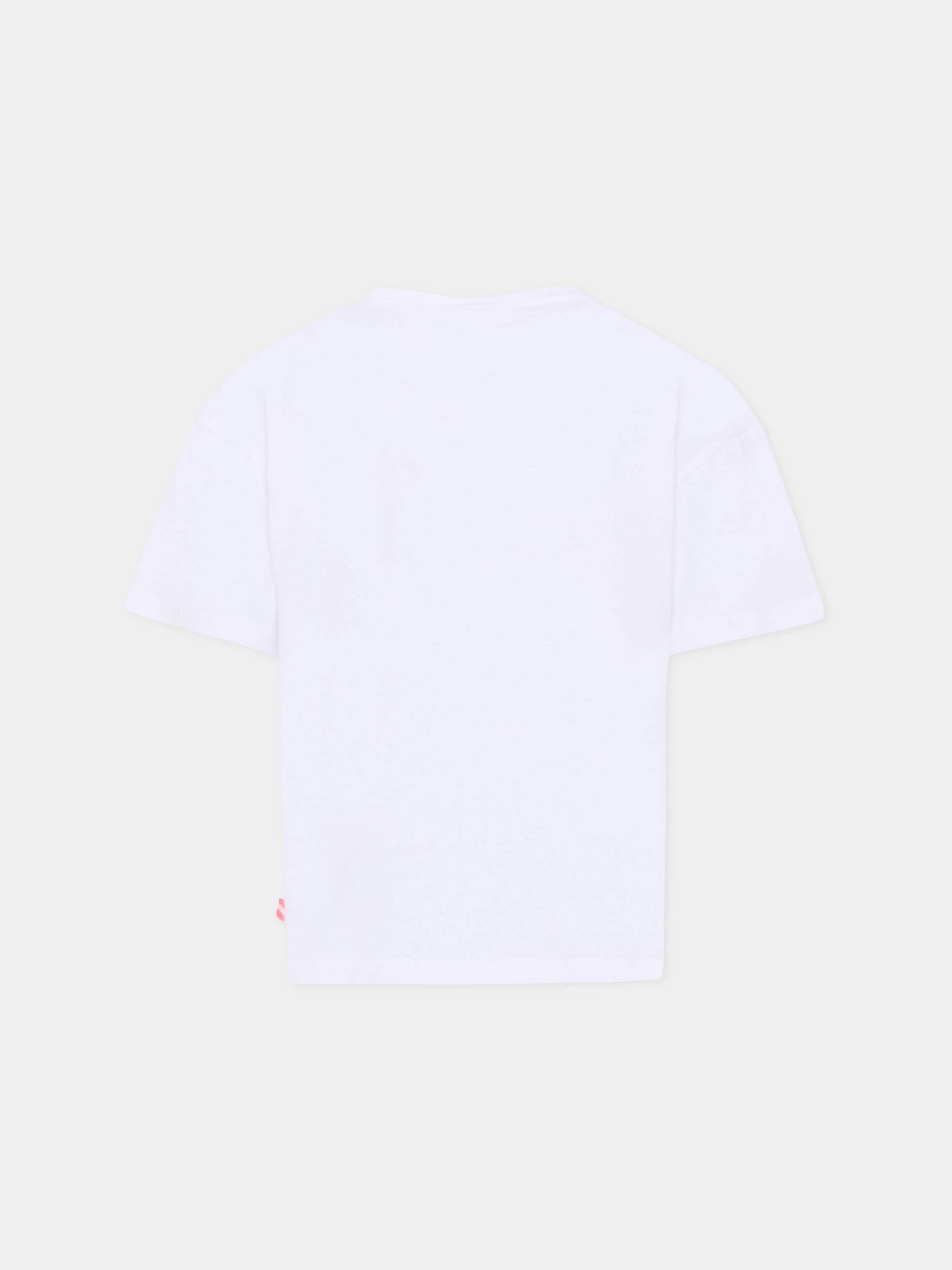 T-shirt bianca per bambina con fenicottero,Billieblush,U21940 10P