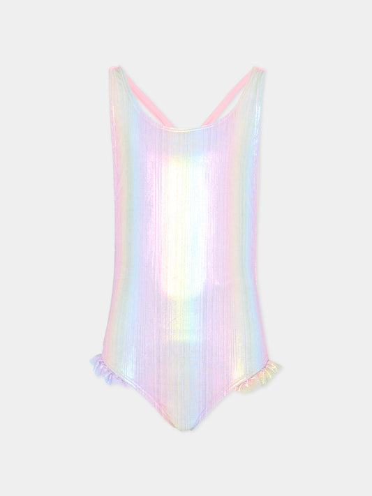 Costume intero multicolor per bambina con fiocco,Billieblush,U21964 Z41