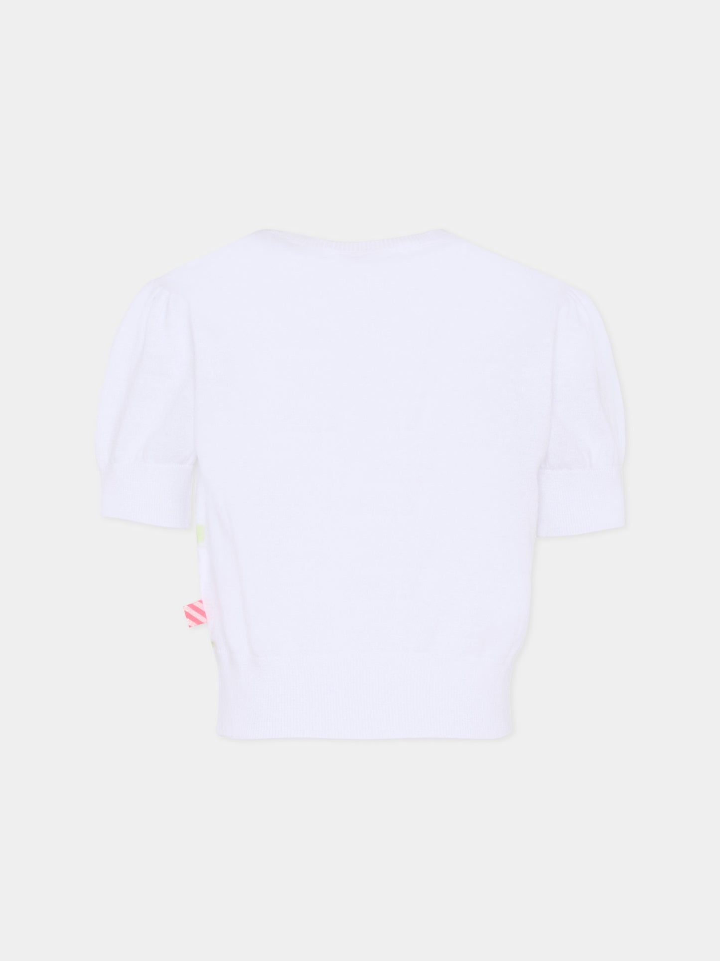 Maglione bianco per bambina con righe,Billieblush,U21969 10P