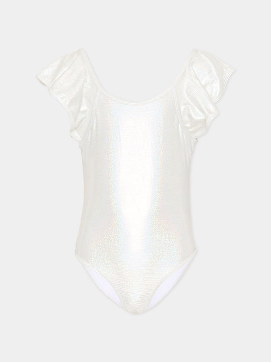 Costume intero argento per bambina con rouches,Billieblush,U21970 Z94