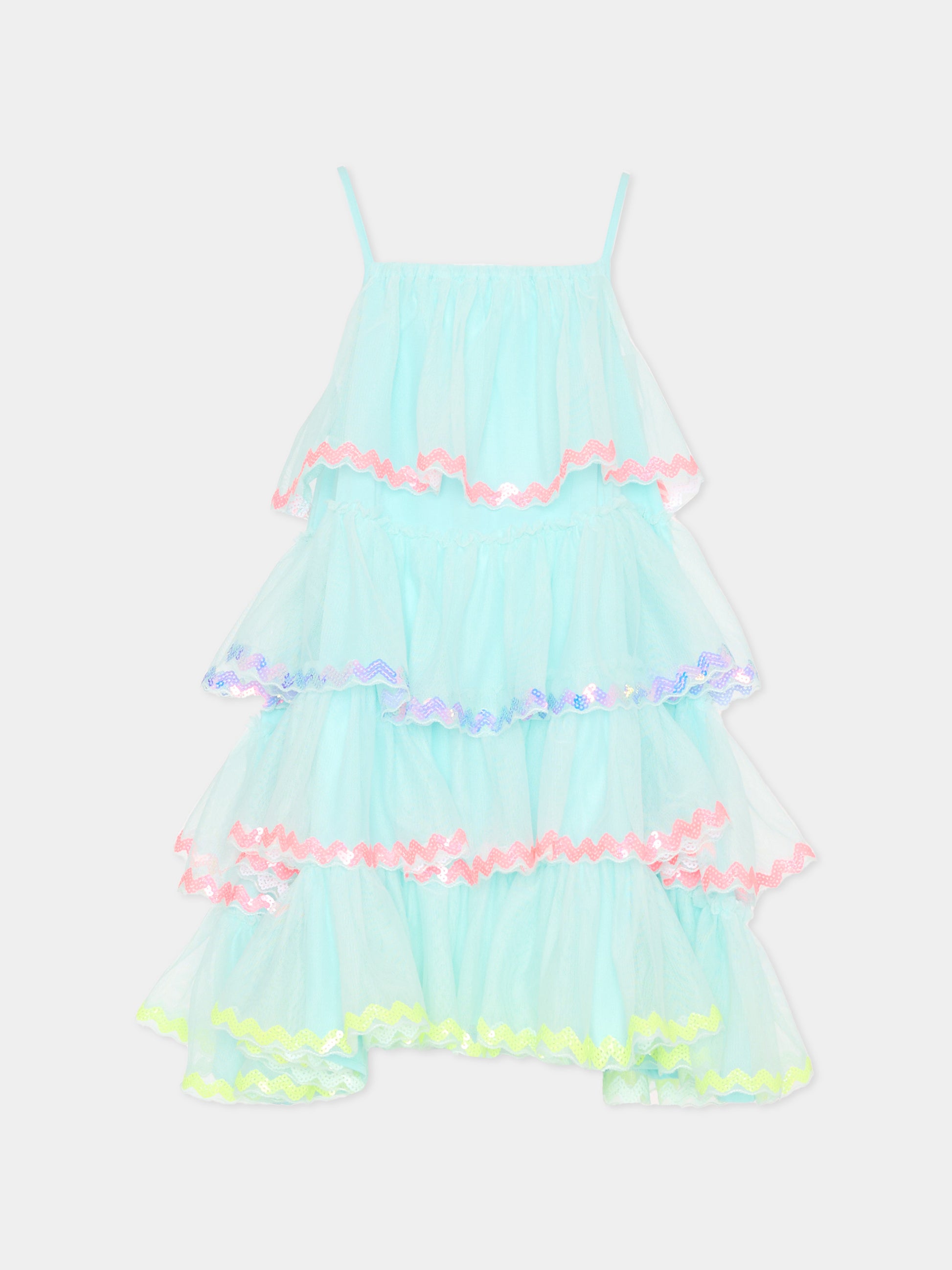 Vestito azzurro elegante per bambina in tulle,Billieblush,U21986 76G