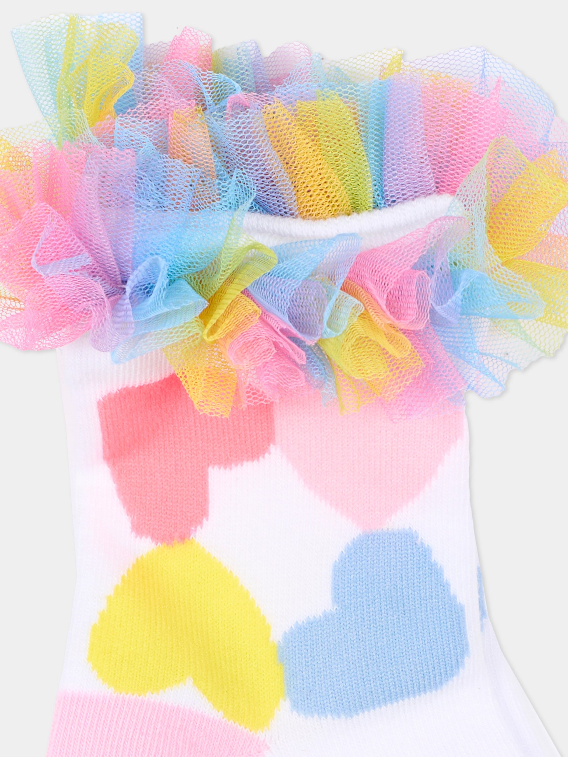 Calzini bianchi per bambina con cuori,Billieblush,U22024 10P