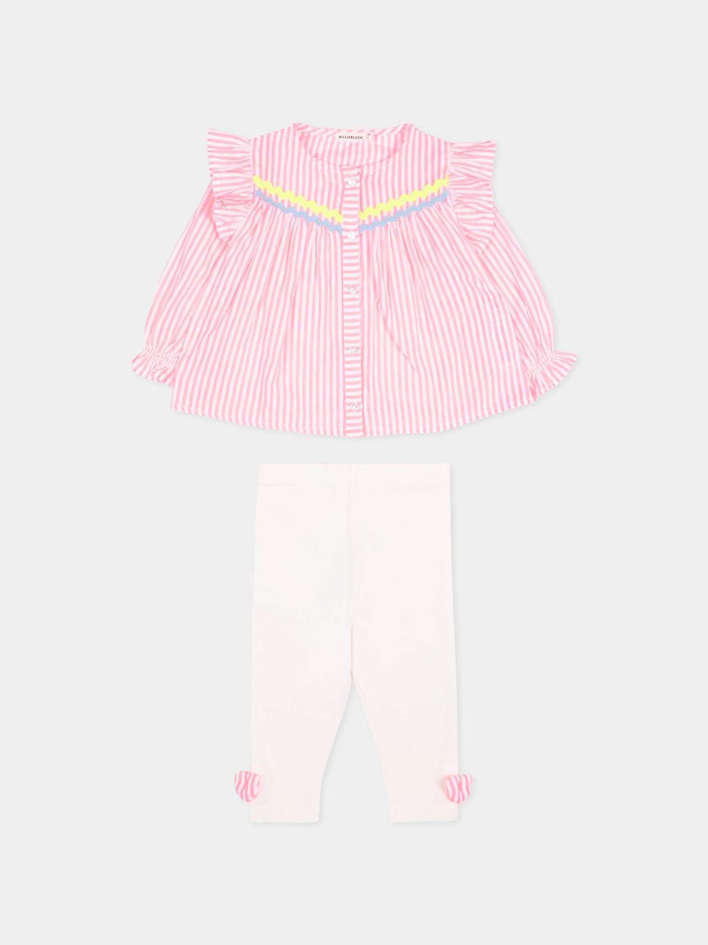 Completo sportivo multicolor per neonata a righe,Billieblush,U22114 S21