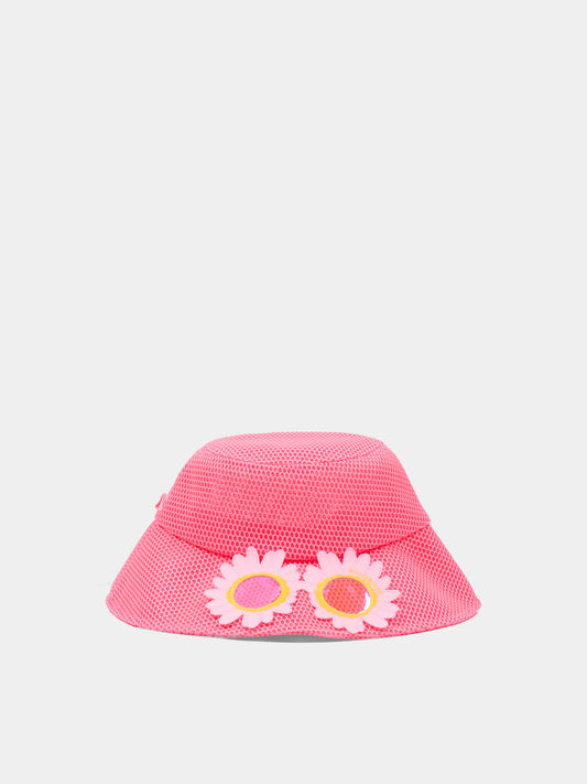 Cloche fucsia per bambina in mesh con margherite,Billieblush,U22171 499