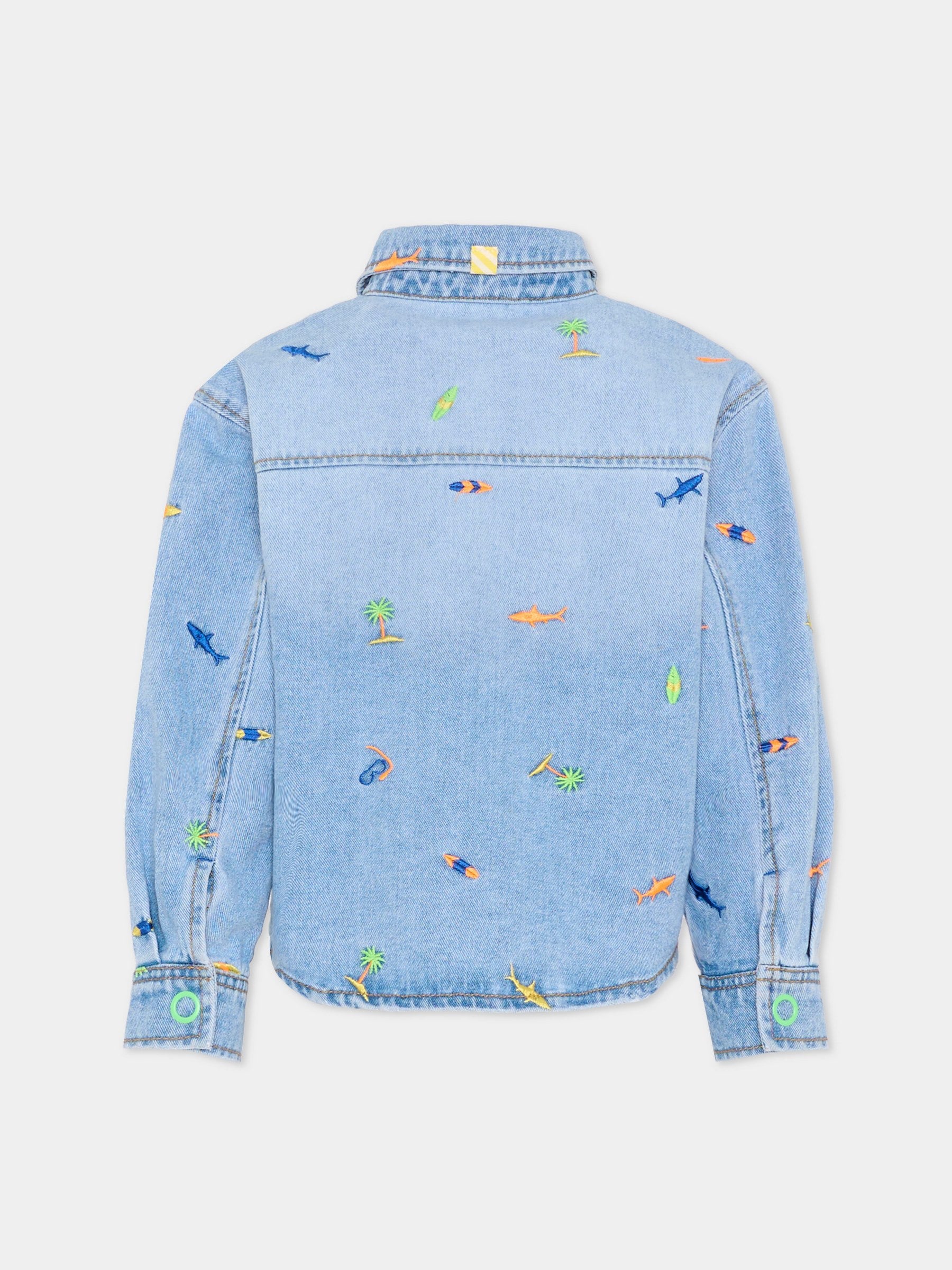 Giubbotto di jeans denim per bambino con ricami,Billieblush,U22185 Z18