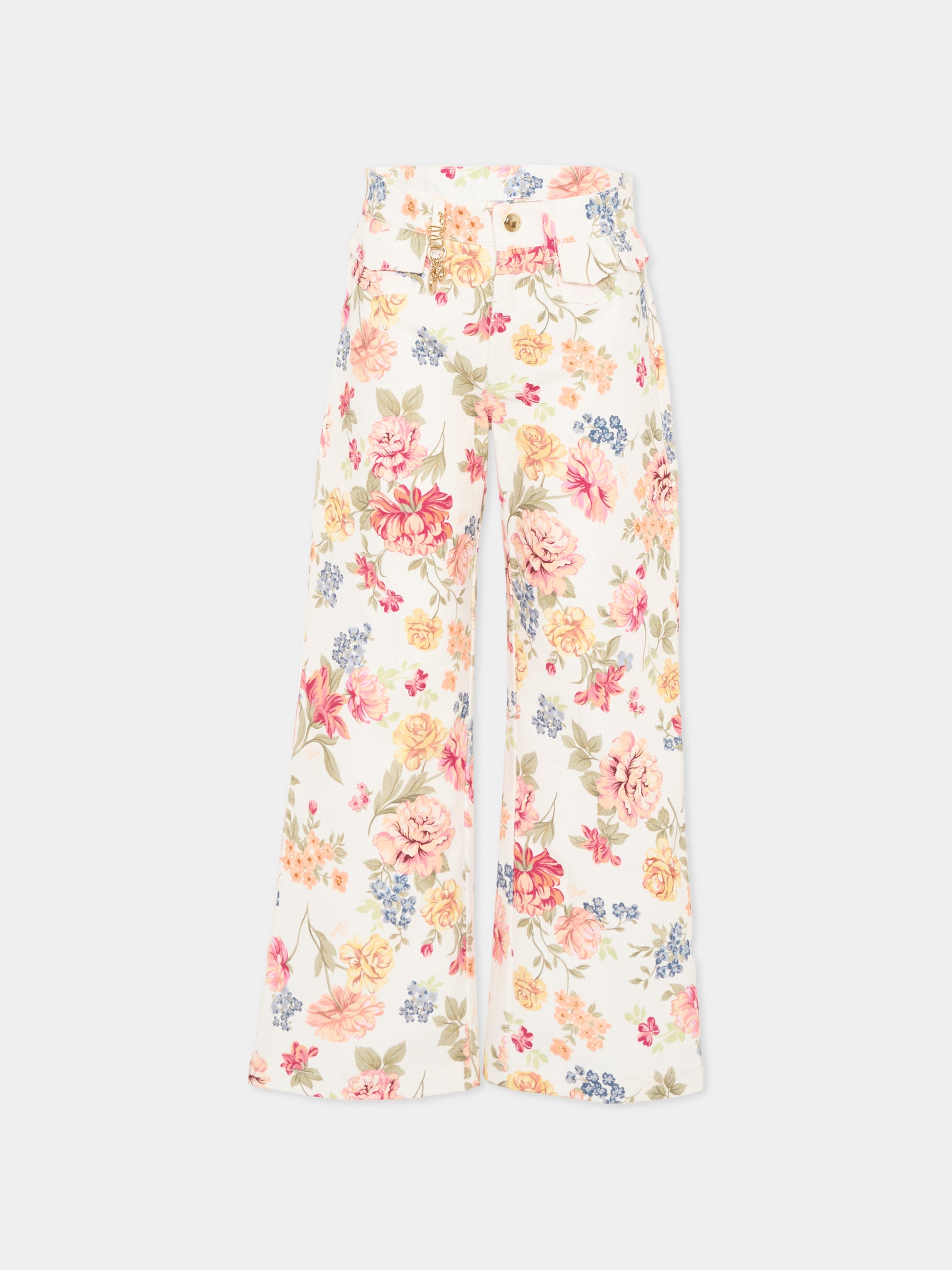 Pantaloni multicolor floreali per bambina,Chloé Kids,C20830 S95