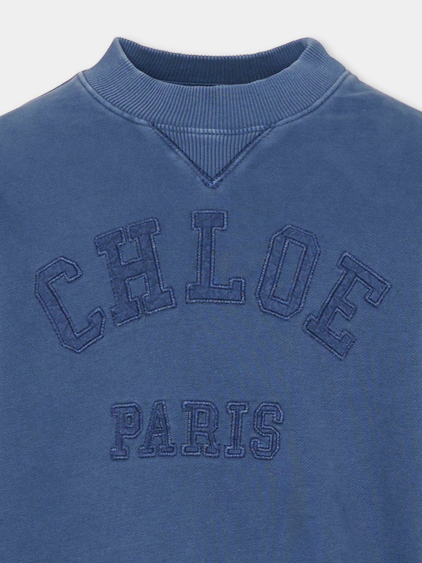 Felpa blu per bambina con logo,Chloé Kids,C20843 80S