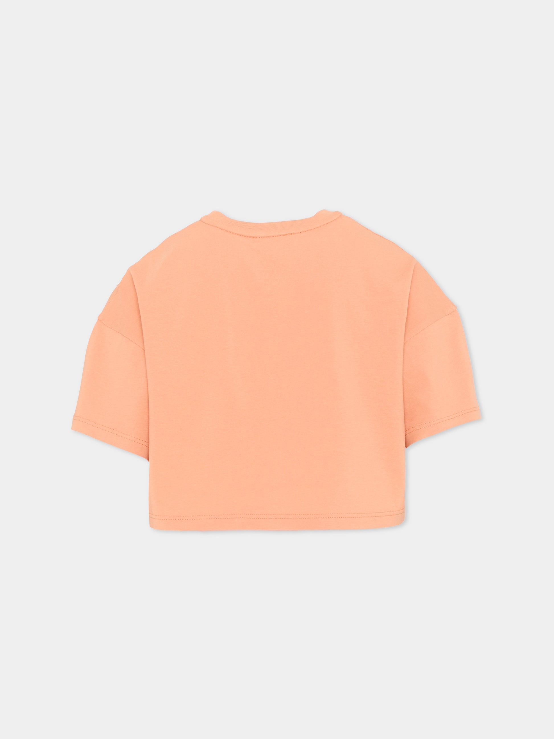 T-Shirt arancione per bambina con logo,Chloé Kids,C20859 43A