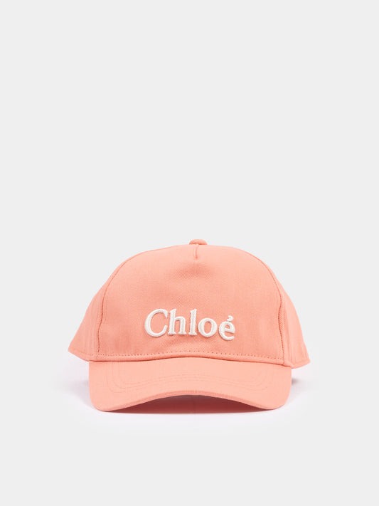 Cappello arancione per bambina con logo ricamato,Chloé Kids,C20871 43A
