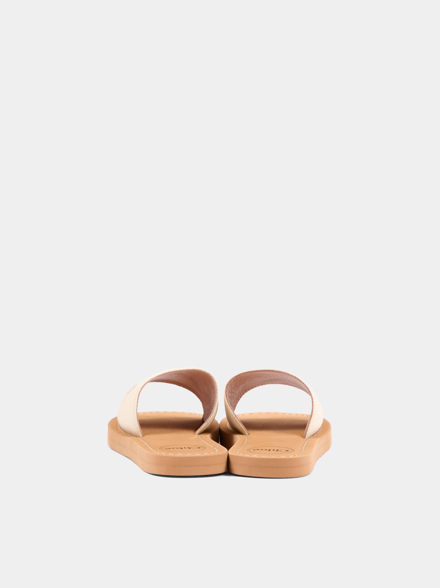 Ciabatte avorio per bambina con logo,Chloé Kids,C20881 117