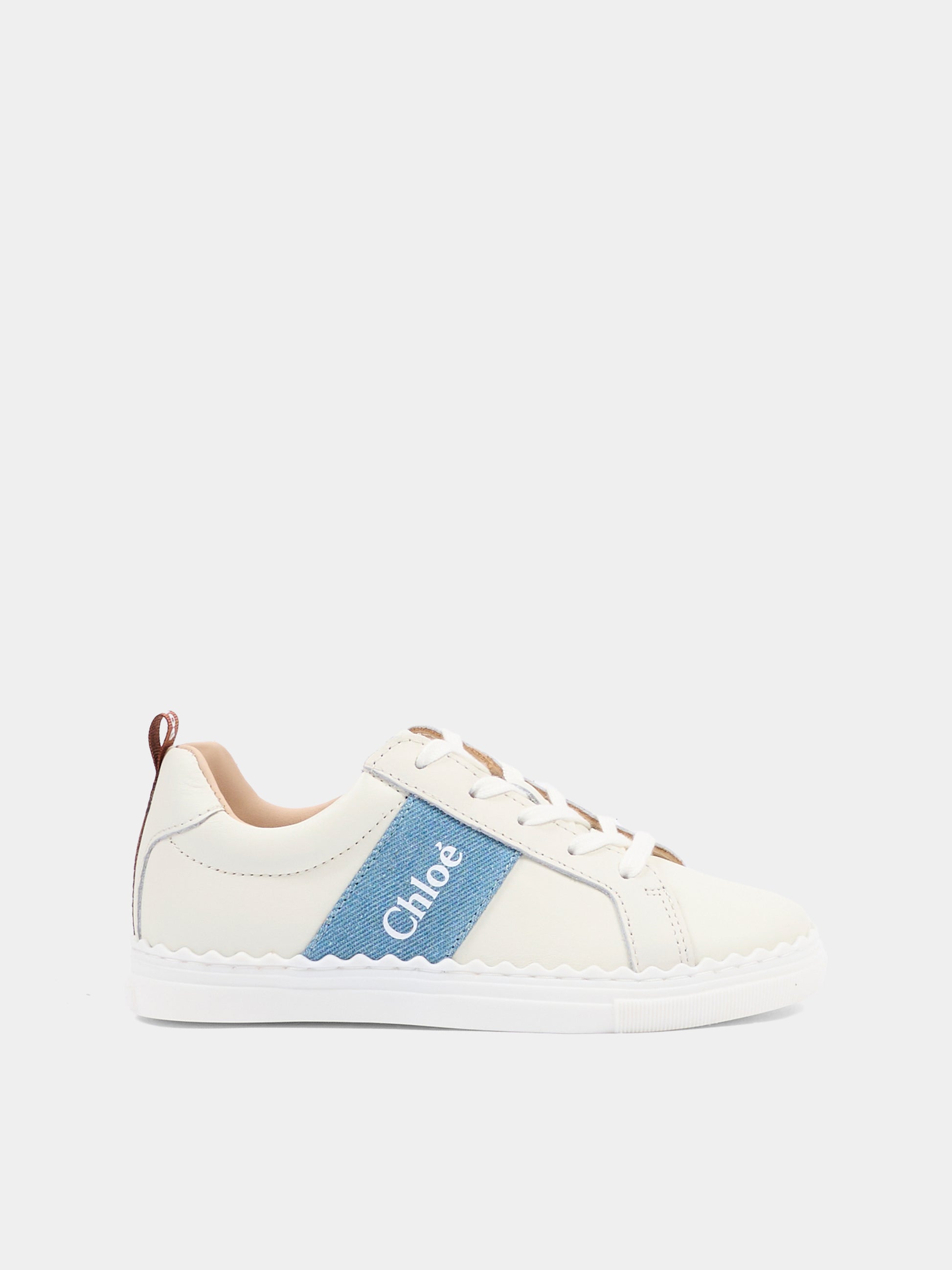 Sneakers avorio per bambina con logo,Chloé Kids,C20887 117