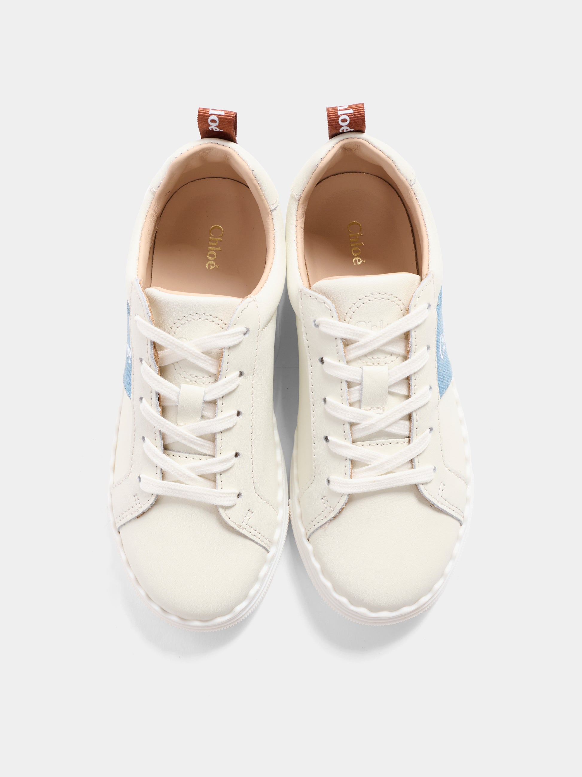 Sneakers avorio per bambina con logo,Chloé Kids,C20887 117