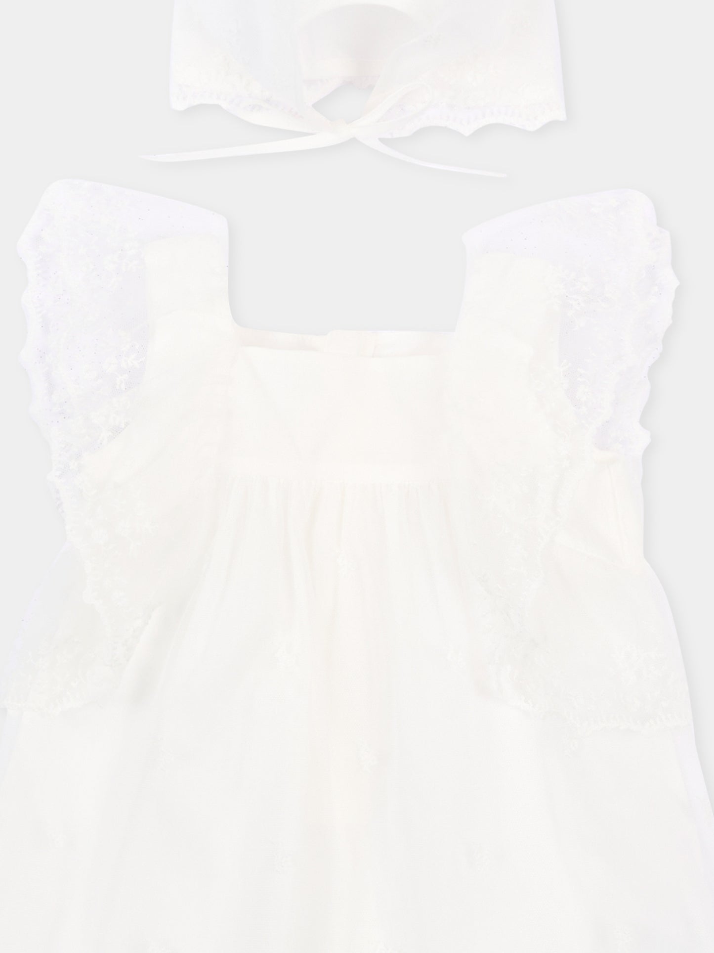 Abito avorio per neonata con pizzo,Chloé Kids,C20935 117